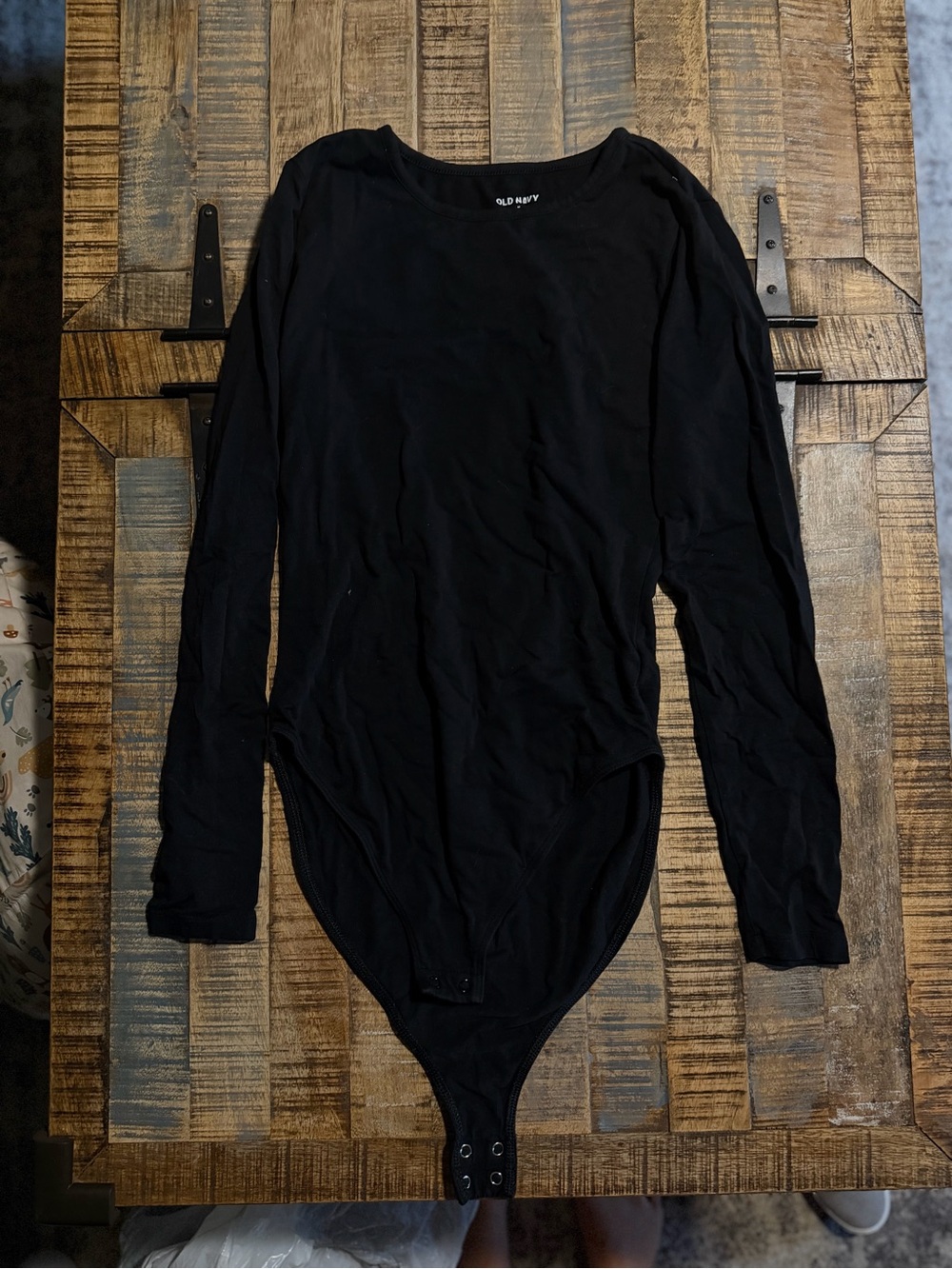 Old Navy Women's Black Long-Sleeve Scoop Neck Bodysuit